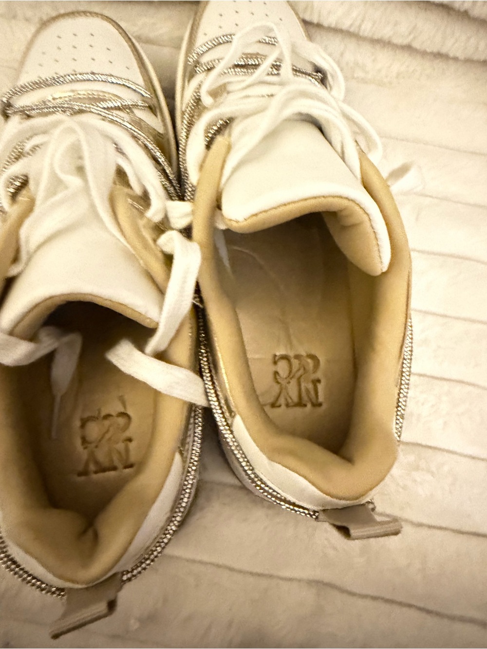 New York & Company White and Gold Women's Fashion Sneakers - Picture 4 of 7